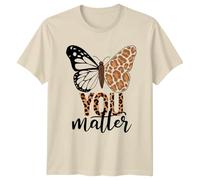 You Matter Butterfly Leopard Print Inspirational Animals Mens T-Shirt Womens Tee Graphic Unisex Top Daily Affirmation Clothing XL