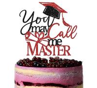 You May Call Me Master Cake Topper, 2026 Master Degree Party Decoration, Matered It - So Proud of You, Congrats MBA Grad Decor Black & Red Glitter