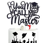 You May Call Me Master Cake Topper, Mastered It, Happy Master's Degree - Congrats Grad Graduate, 2026 Master's Graduation Party Decorations Supplies, Black Glitter