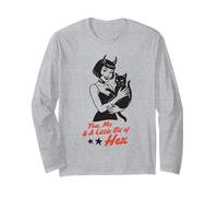 You Me and A Little Bit of Hex Retro Witch Cat Halloween Long Sleeve T-Shirt