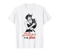 You Me and A Little Bit of Hex Retro Witch Cat Halloween T-Shirt