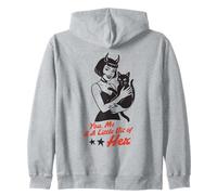 You Me and A Little Bit of Hex Retro Witch Cat Halloween Zip Hoodie