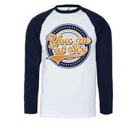 You Me At Six Men's Crest Cotton Raglan T-Shirt in Navy | Size: Medium You Me At Six Navy M