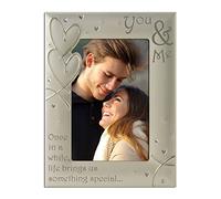 You & Me, Couples, Silver Plated, Velvet Back Hearts/Crystals Design, Engraved with "Once in a while, life brings us something special..." Boyfriend Girlfriend Wedding Engagement Partnership