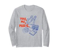 You Me Paris Coffee Baguette French Pastry Travel Aesthetic Long Sleeve T-Shirt