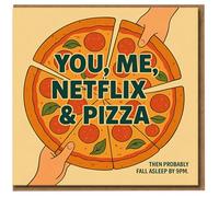 You, Me, & Pizza Funny Love Card - Anniversary or Valentine’s Day Greeting Card for Boyfriend, Girlfriend, Husband or Wife - Date Night Joke