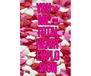 You + Me = Total Heart Explosion: Valentine’s Day Lined Notebook for Couples