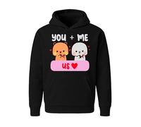 You + Me = Us Cute Couple Hoodie | Matching Bubu Dudu Style Panda Bear Pullover(L, Black)
