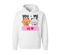 You + Me = Us Cute Couple Hoodie | Matching Bubu Dudu Style Panda Bear Pullover(S, White)