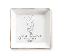You & Me We Got This 4" Ceramic Jewelry Tray, Wedding Gifts for Couples 2025- Engagement, Just Married, Mr and Mrs Ring Dish Gifts for Bride/Wife, Valentine's Day, Anniversary, Birthday Gift for Her