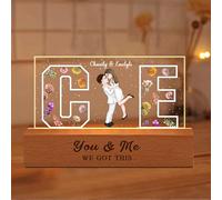 You & Me We Got This Personalised Couple Night Light Custom Acrylic Lamp with Letter Name Portrait Gift for Girlfriend Boyfriend Valentine's Day Anniversary Xmas (Style 4)