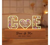 You & Me We Got This Personalised Couple Night Light Custom Acrylic Lamp with Letter Name Time Gift for Girlfriend Boyfriend Valentine's Day Anniversary Xmas (Style 2)