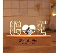 You & Me We Got This Personalised Couple Night Light Custom Acrylic Lamp with Letter Photo Gift for Girlfriend Boyfriend Valentine's Day Anniversary Xmas (Style 3)