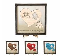 You Mean the World to Me My Heart Belongs to You Wood Plaque Heart Puzzle Frame Personalized Will You be My Girlfriend Sign Christmas Valentine's Day Home Decor Gift for Lover Wife Couple