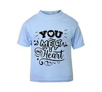 You melt My Heart [Style one] (Romantic Quotes for Couples, Anniversary) Short Sleeve Cotton Toddler t Shirt, 3-4 Years, Pastel Blue
