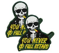 You Never Go Full Patch,2 PCS Funny Saying for Tropic Thunder Patches with Hook and Loop,Embroidered Tactical Morale DIY Emblem for Clothes, Backpacks, Jackets, Vests, Cap & More