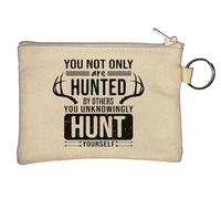 You Not Only are Hunted by Othersa You Unknowingly Hunt Yourself Antlers Graphic Key Chain Coin Purse Beige