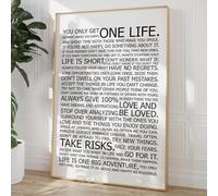 You Only Get One Life Poster Life Rules Wall Art Modern Inspirational Quotes Black and White Quote Print Life Motivational Wall Art Positive Quotes Posters for Living Room Bedroom 16x24in Frameless