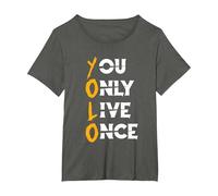 You Only Live Once | Motivational Quote | Inspirational T-Shirt, Women's Plus, Asphalt Grey, 5X