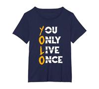 You Only Live Once | Motivational Quote | Inspirational T-Shirt, Women's Plus, Navy Blue, 2X