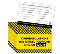 You Parked Like an Idiot Bad Parking Cards (Pk x100) 3.5"x2" / 85mmx55mm. Multi Reasons Violation Options. Funny Vehicle Parking Jokes and Pranks, Fake Parking Tickets. Have Some Fun!