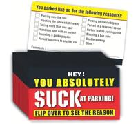 You Parked Like an Idiot Cards - 100 PCS Bad Parking Cards Funny,You Suck at Parking Business Cards with Multi Violation Reasons (3.5 x 2 Inches,Red)