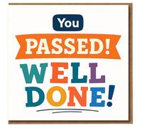 You Passed Well Done Congratulations Card - Colourful Typography Celebration for Exam, Test or Driving Test, For Him or Her