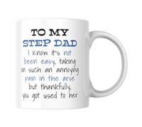You Personalise Funny Step Dad Coffee Mug, Humorous Novelty Gift, Dye Sublimated Print, White Ceramic Cup
