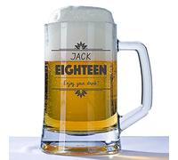 You Personalise Personalised 18th Birthday Huge Engraved 660ml Tankard Glass Stein - Eighteen, Enjoy Your Drink and Custom Name Design