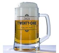 You Personalise Personalised 21st Birthday Huge Engraved 660ml Tankard Glass Stein - Twenty One, Enjoy Your Drink and Custom Name Design