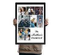 You Personalise Personalised Family Collage Photo Upload Framed Print in A3 or A4 size, Black or White (Black, A3)