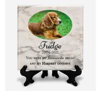You Personalise Personalised Memorial Marble Photo Plaque for Pet Cat Rabbit Dog 100mm with Display Stand