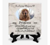 You Personalise Personalised Memorial Marble Photo Plaque for Pet Cat Rabbit Dog 100mm with Display Stand