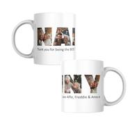 You Personalise Personalised Photo Collage Coffee Tea Mug Cup with Five Pictures Inside Letters with a Special Message. 5 Pictures Inside Nanny for Birthday's, Special Occasions etc