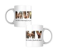 You Personalise Personalised Photo Collage Coffee Tea Mug Cup with Five Pictures Inside Letters with a Special Message. 5 Pictures Inside Mummy for Birthday's, Special Occasions etc