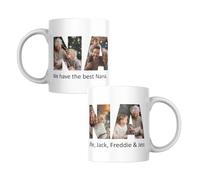 You Personalise Personalised Photo Collage Coffee Tea Mug Cup with Four Pictures Inside Letters with a Special Message. 4 Pictures Inside Nana for Birthday's, Special Occasions etc