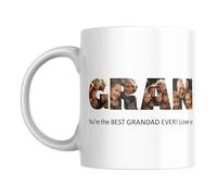 You Personalise Personalised Photo Collage Coffee Tea Mug Cup with Seven Pictures Inside Letters with a Special Message. 7 Pictures Inside Grandad for Birthday's, Father's Day, Special Occasions etc