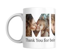 You Personalise Personalised Photo Collage Coffee Tea Mug Cup with Three Pictures Inside Letters with a Special Message. 3 Pictures Inside Mum for Birthday's, Special Occasions etc