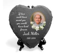 You Personalise Personalised UV Printed Photo Memorial Slate- Custom Message & Photo- Heart Slate, Optional Display Stand- Outdoor & Indoor Use- 100 x 100 mm