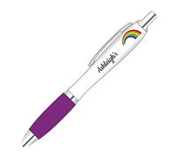 You Personalise Unicorn, Rainbow & Dragon Personalised Pen - Purple Grip | Full-colour personalised pen with Unicorn, Rainbow, Dragon Theme design; add custom text and choose a grip colour for gifts