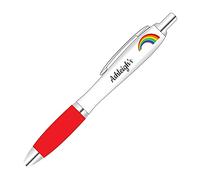 You Personalise Unicorn, Rainbow & Dragon Personalised Pen - Red Grip | Full-colour personalised pen with Unicorn, Rainbow, Dragon Theme design; add custom text and choose a grip colour for gifts