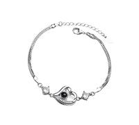 You Projection or Languages Heart 100 Jewellery Love Bracelet Various Reminder I Women's Love in Anklet Bracelets Pair Leather Bracelet with Engraving, one size, White Copper, No Gemstone