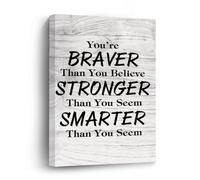 You’re-Braver-Than-You-Believe,Stronger-Than-You-Seem,Smarter-Than-You-Think Canvas Prints Motivational Wall Art Oil Painting On Canvas Wooden Framed Art Canvas for Home Office School Decoration