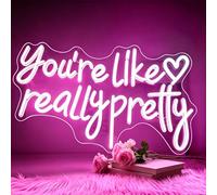 You’re Like Really Pretty Neon Sign Pink Room Decor LED Neon Signs Wall Decor For Bedroom Bachelorette Party Teen Girls Room With Dimmable Switch USB Power(17.5 * 11.2inches)