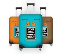 You’re My Favourite Human Bean Personalised Luggage Cover | Custom 2 Names & Background Colour | Cute Couple Travel Gift | Suitcase Protector Small Medium Large
