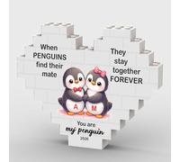 You’re My Penguin Valentine’s Gift for Him & Her Heart Shaped Building Block Couple Keepsake, Anniversary Present for Boyfriend & Girlfriend