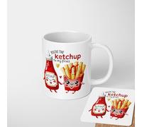 You’re The Ketchup to My Fries Mug - Funny Romantic Couples Gift, Valentines, Love, Birthday Present, Cute Tea Coffee Cup, Option for Matching Coaster, Cute Couple Gift