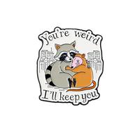 You’re Weird I’ll Keep You Possum Raccoon Hug Pin Brooch, Trash Animal Friends Enamel Pin, Funny Gift For Weird Friend Trash Panda Lover, Possum Hug Meme Brooches, Chaotic Dumpster Critter Accessories