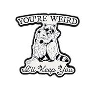 You’re Weird I’ll Keep You Possum Raccoon Hug Pin Brooch, Trash Animal Friends Enamel Pin, Funny Gift For Weird Friend Trash Panda Lover, Possum Hug Meme Brooches, Chaotic Dumpster Critter Accessories