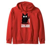 YOU SAW NOTHING X Angry Cat - Horror Cats Halloween Cat Zip Hoodie